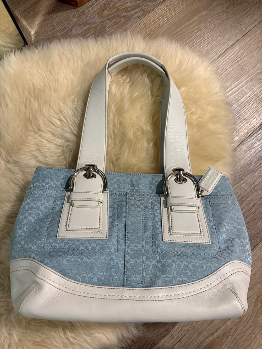Authentic Vintage Baby Blue Coach Logo Bag